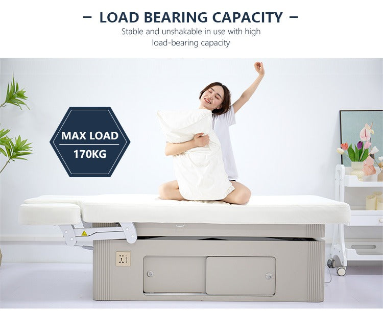 Wooden Electric 3-Motor Beauty & Facial Massage Bed with Cabinet, Heating & Light – Model DP-G042F