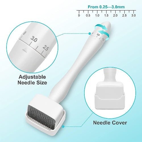 Derma Stamp - Professional Adjustable Microneedle Derma stamp for Hair, Beard Growth - Amazing Skin derma stamp for Face - 140 Titanium Pins - Best Derma Roller Alternative