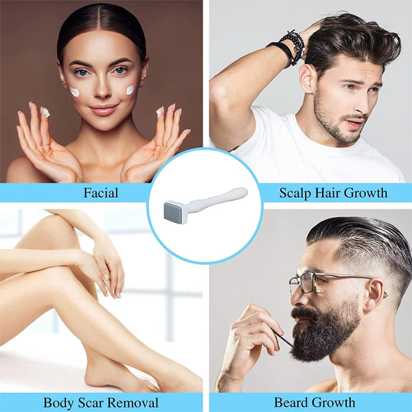 Derma Stamp - Professional Adjustable Microneedle Derma stamp for Hair, Beard Growth - Amazing Skin derma stamp for Face - 140 Titanium Pins - Best Derma Roller Alternative